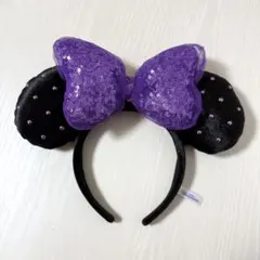 ディズニー ミニー スパンコール カチューシャ パープル 紫