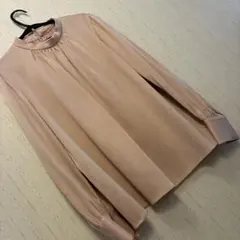 長袖ブラウス スタンドカラー　落ち着いた薄ピンク