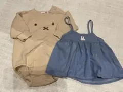 バースデイ　ミッフィー　ロンパース　デニムワンピース 70