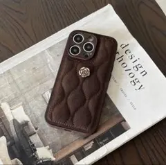 ブラウン キルティング iPhone13ケース