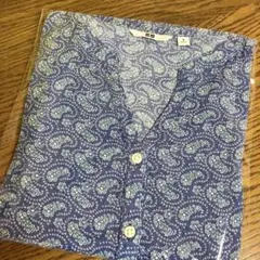 ユニクロ　7分袖　ブルーペイズリー柄　M