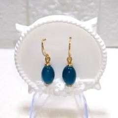 【67】ブルーのオーバルビーズのピアス 　　　 　　　　　　 　　　ハンドメイド