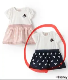 petit main 　ミニーマウス刺繍 半袖ワンピース