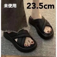 未使用　サンダル　厚底　黒　23.5cm　レディース　美脚　ノーブランド　ぞうりのサムネイル