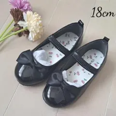 女の子♡SHOO LA RUE 黒 リボン付きꕤ* フォーマルシューズ 18cm