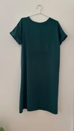 ダークグリーン 半袖 ロングワンピース
