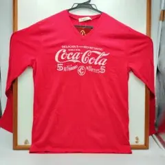 【タグ付き未使用】ikka×コカコーラ 長袖Tシャツ M 赤 Vネック ロンT