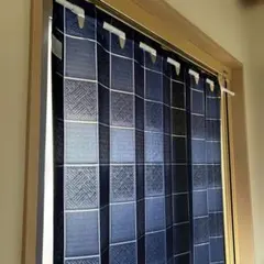 ネイビー 格子模様 のれん