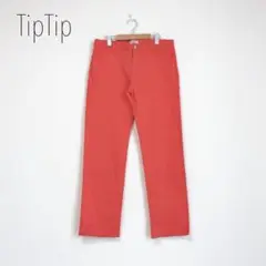 TipTip チェック柄ストレートパンツ　ストレッチ　赤　L〜LL