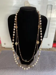 お客様専用です☆未使用♪ロングネックレス パール ゴールド 花モチーフ