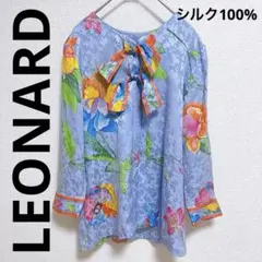 新品タグ付 LEONARD レオナール 半袖ブラウス 40 綿100% 花柄 白 