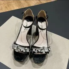 ✨極美品✨miumiu ビジュー サンダル スエード チャンキーヒール ✨極美品✨miumiu ビジュー サンダル スエード チャンキーヒール