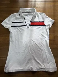Tommy Hilfiger ホワイト ストライプ ポロシャツ 半袖