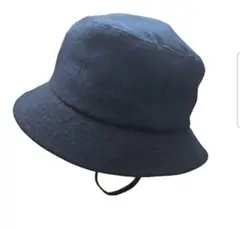 美品 バケットハット ネイビー あご紐付き 帽子 UV対策 夏 57.5