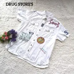 DRUG STORE'S【ビッグワッペン】【コットン100%】白ボタンシャツ