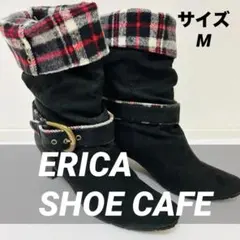 ERICA SHOE CAFE スエードブーツ 折返しチェック柄 ベルト付き M