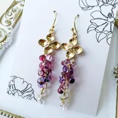 天然石♡ピンクアメジストのフルーツバスケットピアス14kgf - メルカリ