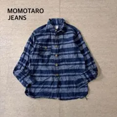 MOMOTARO JEANS ネイビー・ストライプ 長袖シャツのサムネイル