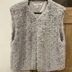 グレー フリース ノースリーブベスト