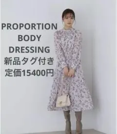 ⭐︎新品タグ付き⭐︎PROPORTIONニュアンスプリントプリーツワンピース　M