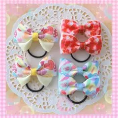 【475】ハンドメイド☆ベビー キッズヘアゴム☆リボン☆3組6個セット