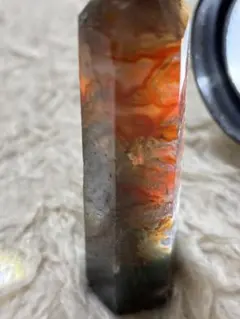 レッドモスアゲート天然石 タワー 置物