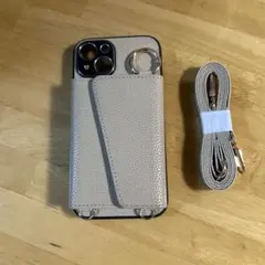 iPhone 14用ケース ストラップ付き ベージュ