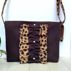 フリル トートバッグ ショルダー紐付きダルメシアン柄