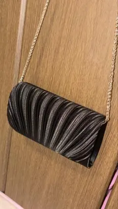 ブラックプリーツデザインパーティーバッグ