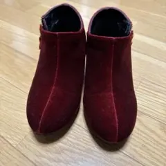 ワインレッド スエード ブーティ 4cmヒール　20cm 美品