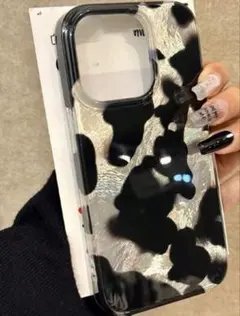 韓国 iPhoneケース パープル 黒 シルバー 豹柄 牛柄 オシャレ