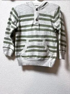 ニットフード付きストライプトレーナー