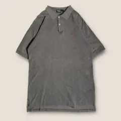 【定番人気】～90s USA製 ラルフローレン 赤ポニー ポロシャツ グレー L