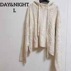 DAY&NIGHT フード付きケーブルニット L