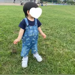 H&M トラ　オーバーオール　半ズボン　ダメージ加工