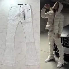 GUAPI フレア size30 Guapi Jeans Mens 30 Beige Frayed Distressed Corduroy Flare