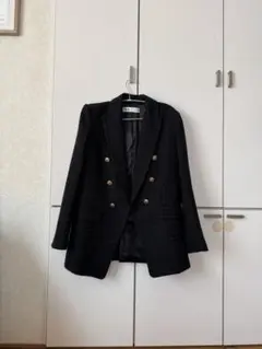 ブラックツイード ダブルブレストジャケット