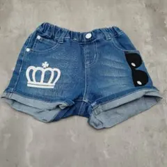 極美品　BABYDOLL 120サイズ デニムショートパンツ 王冠ロゴ入り