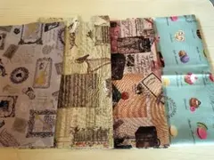 スイーツ柄など綿プリント生地4枚セット