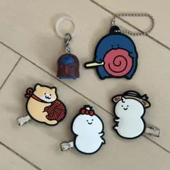 お文具といっしょ　めじるしアクセサリー　ラバーキーホルダー　ヘアクリップ