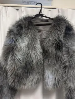グレー ファーショートジャケット