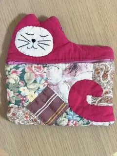 猫型　パッチワークポーチ