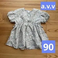 a.v.v アー・ヴェ・ヴェ ワンピース 90cm 花柄 前ボタン 女の子 半袖のサムネイル