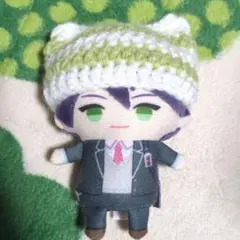 【白×黄緑】ぬいぐるみ にじぱぺっと にじぱぺ ニット帽 編み物 猫耳 帽子
