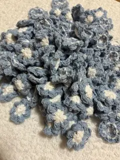 水色と白のかぎ針編み　花モチーフ　大量 50個！