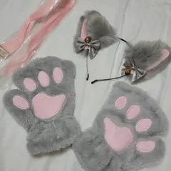 猫耳and猫の手 エクステ付き