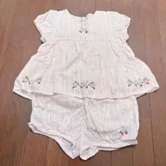 petit main いちご刺しゅうパフチュニック＆バルーンパンツ ピンク 90