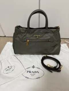 PRADA ナイロン ショルダーバッグ ダークグリーン(インクブルー 