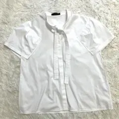 トゥモローランドコレクション ボウタイ リボン ブラウス コットン 半袖 白