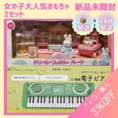 ドリーミーファミリーパーク　37鍵盤電子ピアノ　女の子おもちゃ　2点セット